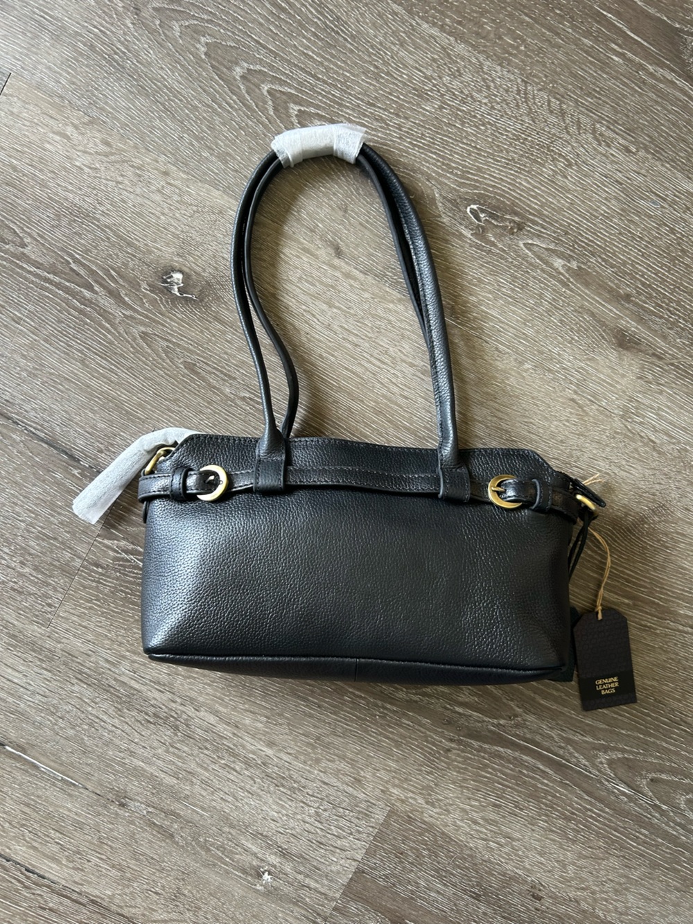 NWT Black Genuine Leather Hand Bag Shoulder and Crossbody Purse